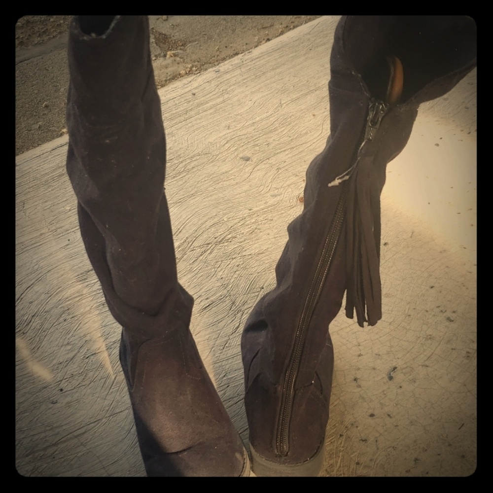 Suede little girls knee boots